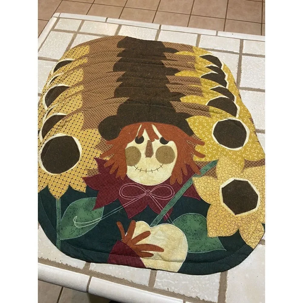 Fall Sunflower  And Scarecrow‎ Placemats Set of 6 Cotton 13” By 19”